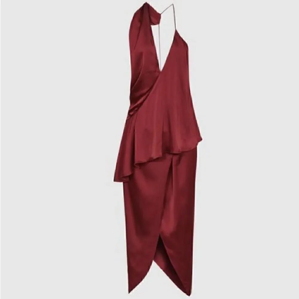 Reiss NWT XENA STRAPPY OPEN BACK COCKTAIL DRESS in Dark Red Size 10 MSRP $385 - Picture 3 of 12